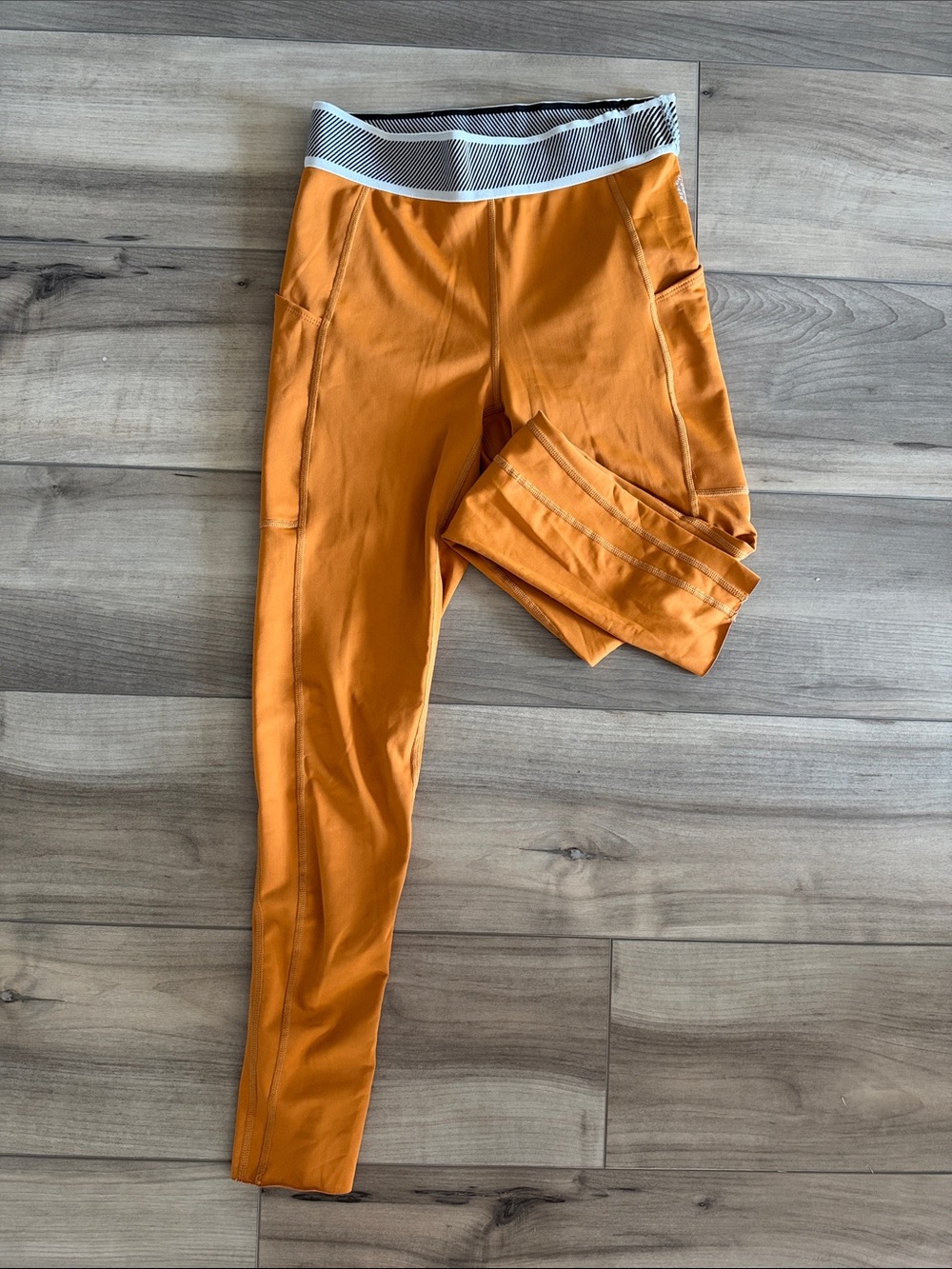 FP Movement by Free People Orange High-Rise Leggings with Striped Waistband
